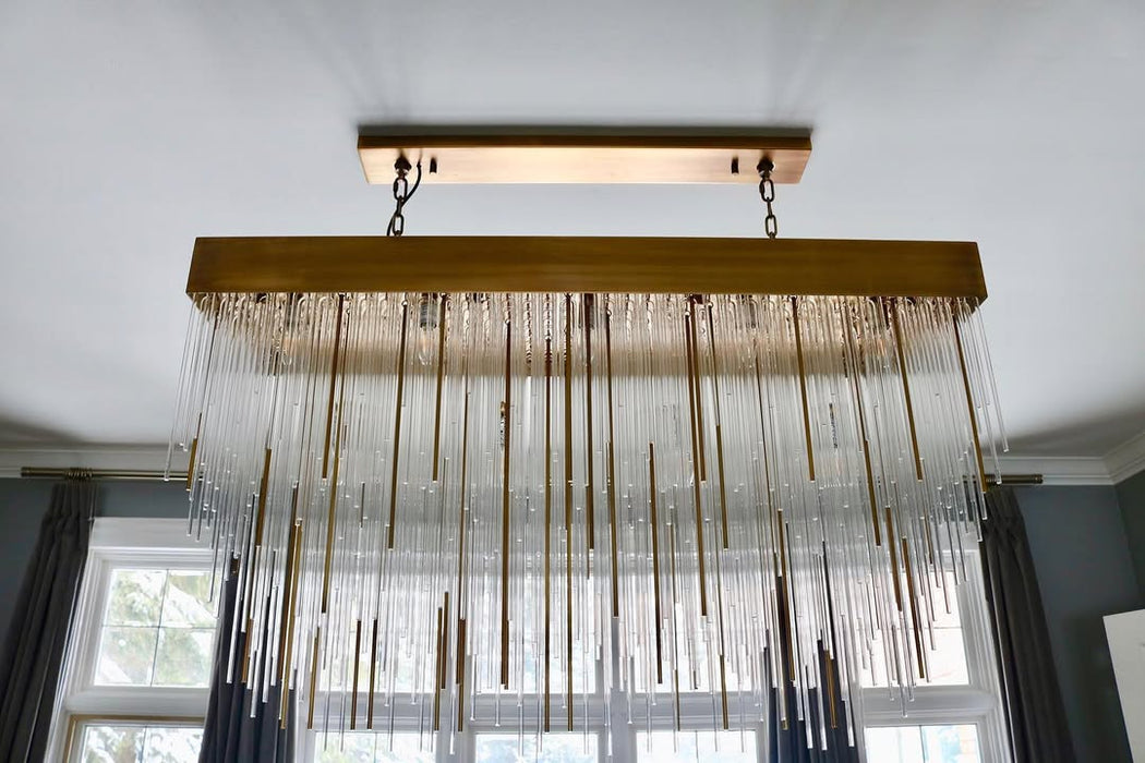 Modern Rectangular Waterfalls Glass Tubes Chandelier