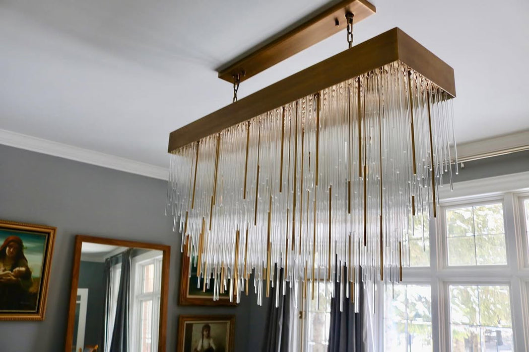 Modern Rectangular Waterfalls Glass Tubes Chandelier