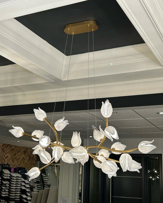 Modern Art Linear Flower Glass Chandelier for Dining Room