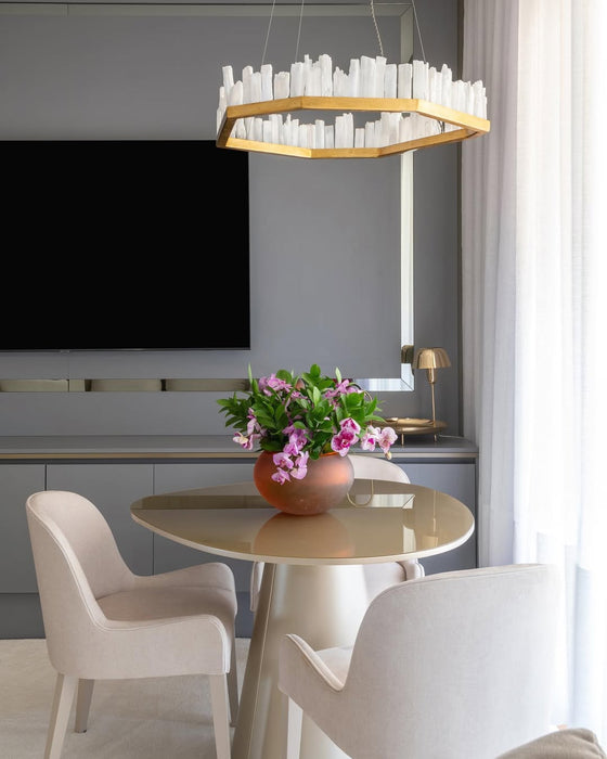 Modern Irregular Natural Crystal Chandelier for Living/Dining Room