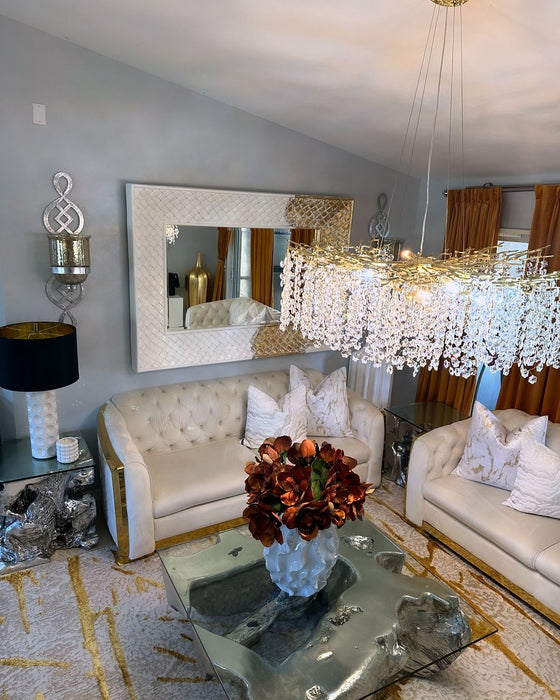 Modern Round/Rectangular Floral Crystal Chandelier for Low-ceiling