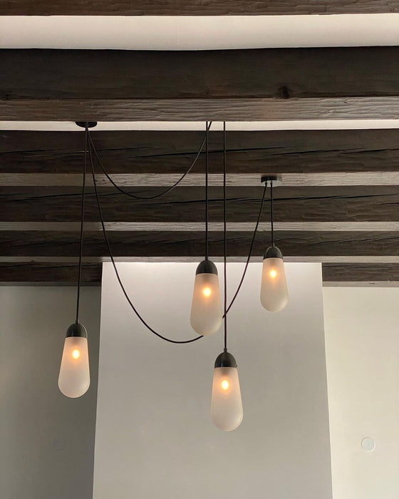 Modern Floating Pears-inspired Frosted Glass Pendant for High-ceiling