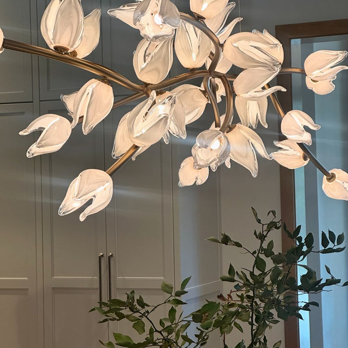 Modern Art Linear Flower Glass Chandelier for Dining Room