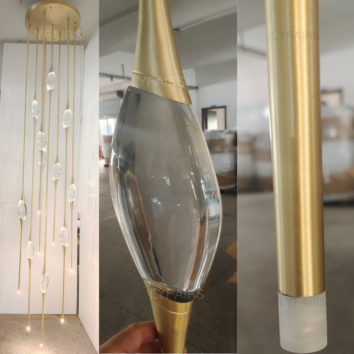 Modern Stick Crystal Chandelier for Staircase/Foyer/Entryway