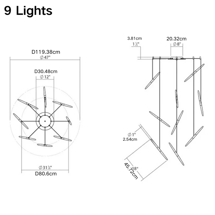 Modern Floating Acrylic Stick Chandelier for High-ceiling