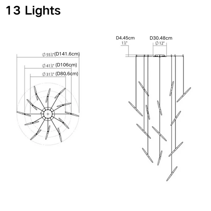 Modern Floating Acrylic Stick Chandelier for High-ceiling