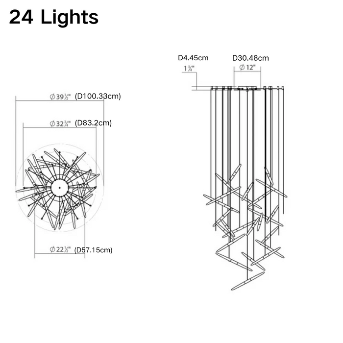 Modern Floating Acrylic Stick Chandelier for High-ceiling