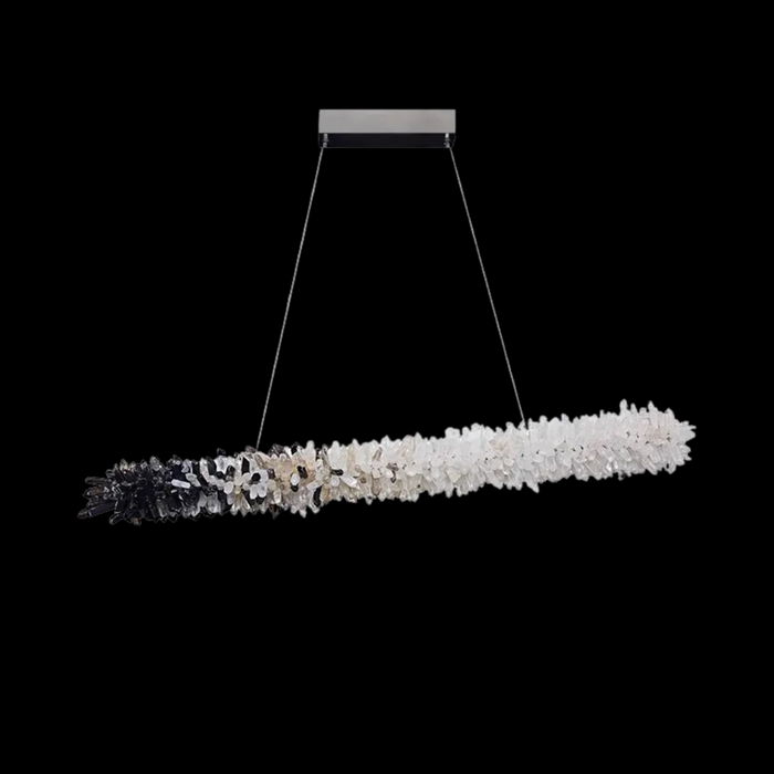 Modern Linear Natural Crystal Stick Chandelier