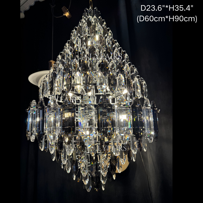 Luxury Multi-tiered Honeycomb Crystal Chandelier for High-ceiling