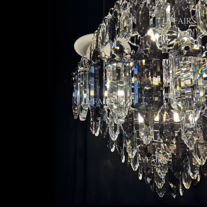 Luxury Multi-tiered Honeycomb Crystal Chandelier for High-ceiling