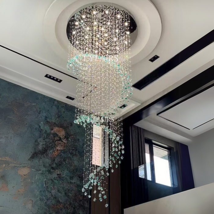 Modern Floating Spiral Stone Chandelier for High-ceiling