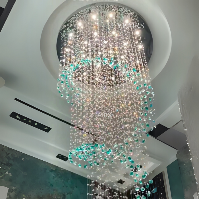 Modern Floating Spiral Stone Chandelier for High-ceiling