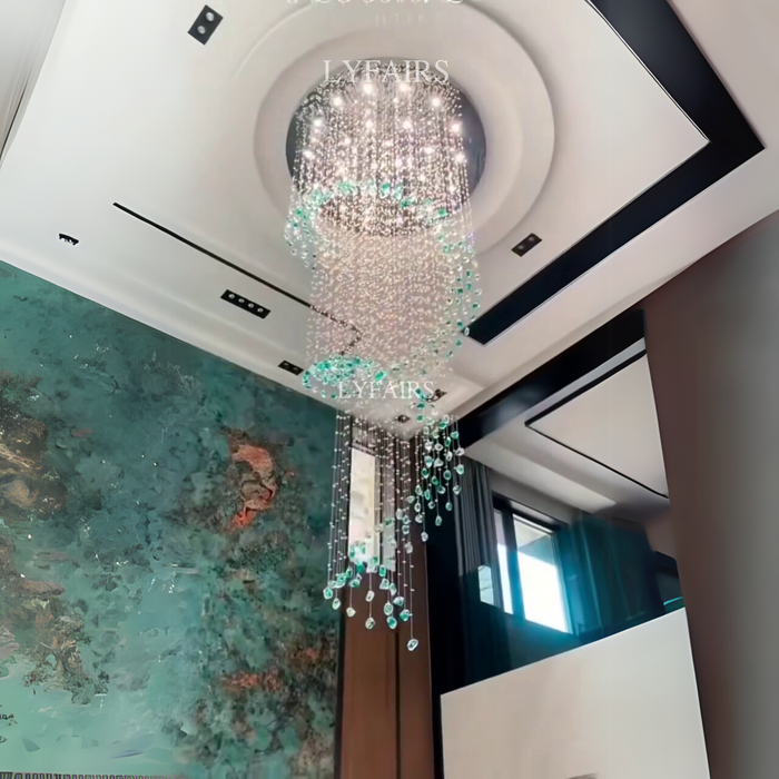 Modern Floating Spiral Stone Chandelier for High-ceiling