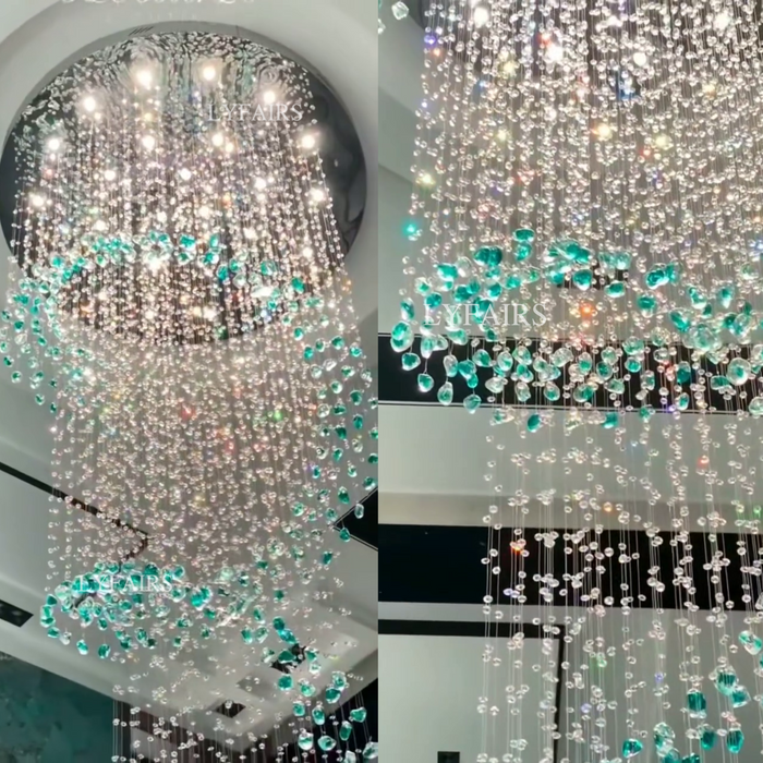 Modern Floating Spiral Stone Chandelier for High-ceiling