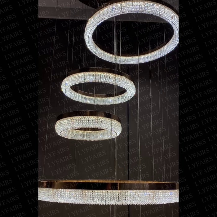 Modern Minimalist Rings Round/Oval Crystal Chandelier for High/Low-ceiling