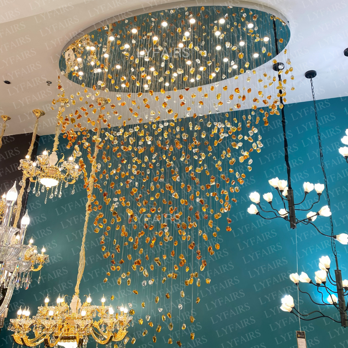 Modern Floating Glass Stone Chandelier for Hotel/Restaurant/High-ceiling