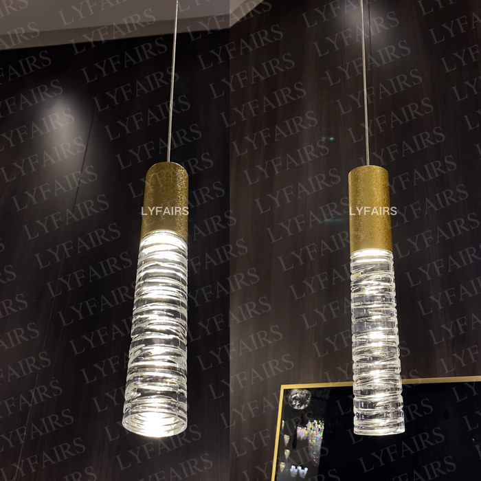 Modern 1/3-Light Cylindrical Crystal Pendant for Kitchen Island/Bedside