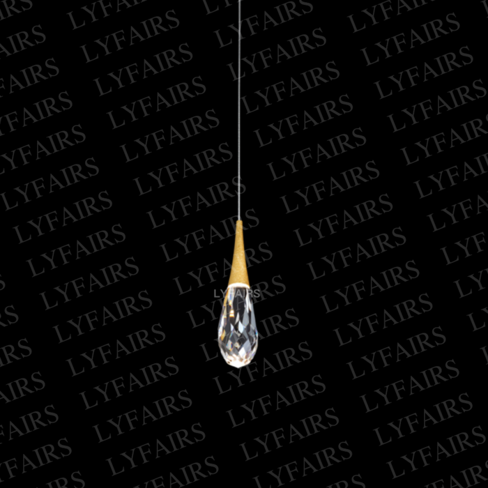 Modern Exquisite Floating Crystal Waterdrop Chandelier with Gold Leaf Gilding for High-ceiling