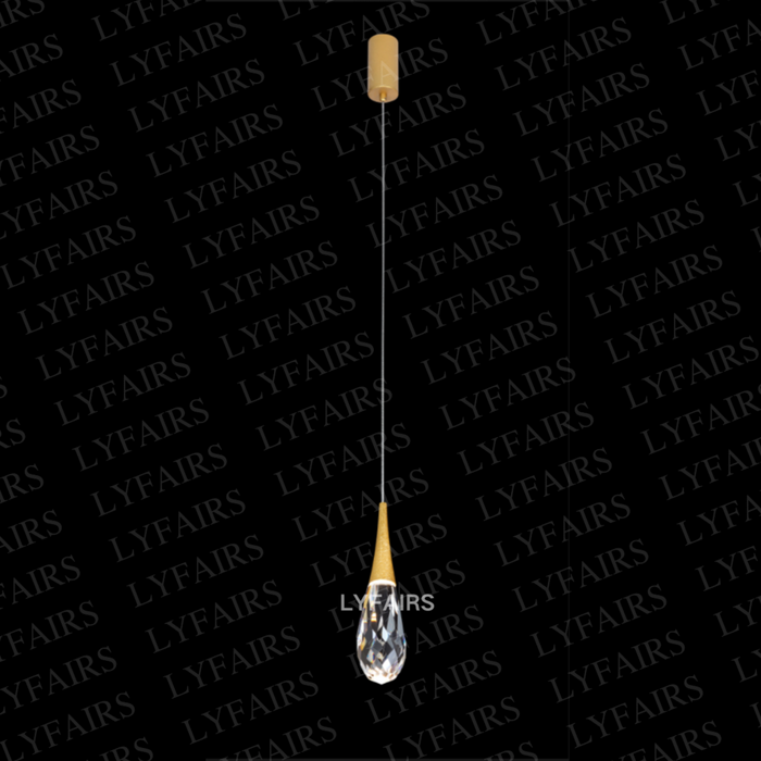 Modern Exquisite Floating Crystal Waterdrop Chandelier with Gold Leaf Gilding for High-ceiling