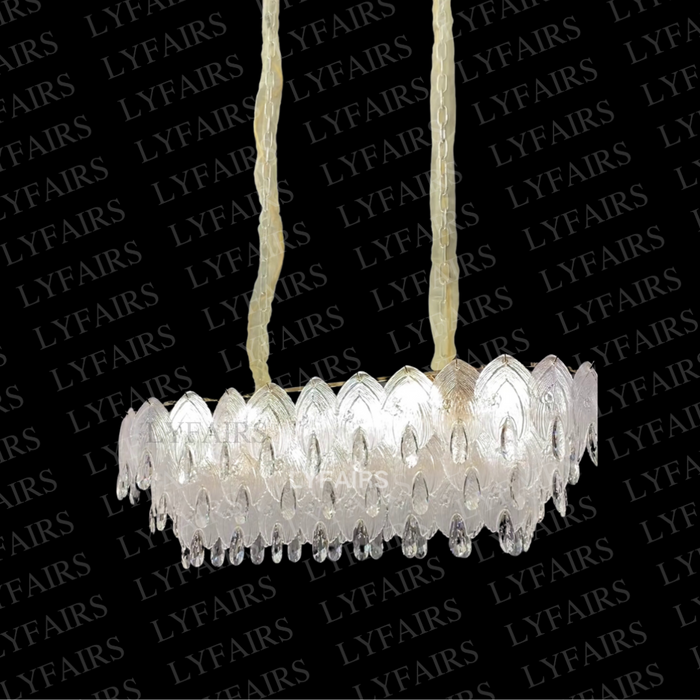 Modern Glass Shell Crystal Raindrop Chandelier Set for Low-ceiling