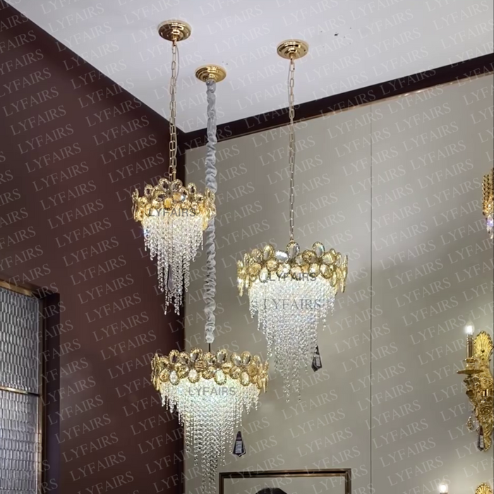 Modern Flower Crystal Tassel Chandelier for Living Room/Dining Room