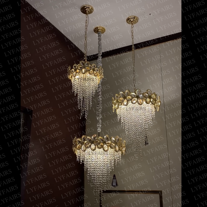 Modern Flower Crystal Tassel Chandelier for Living Room/Dining Room