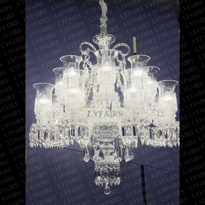 Luxury Elegant Floral Lampshade Crystal Chandelier for Low-ceiling/Apartment