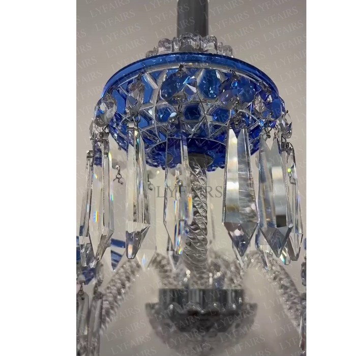 Luxury 3-Candle Blue Crystal Wall Light