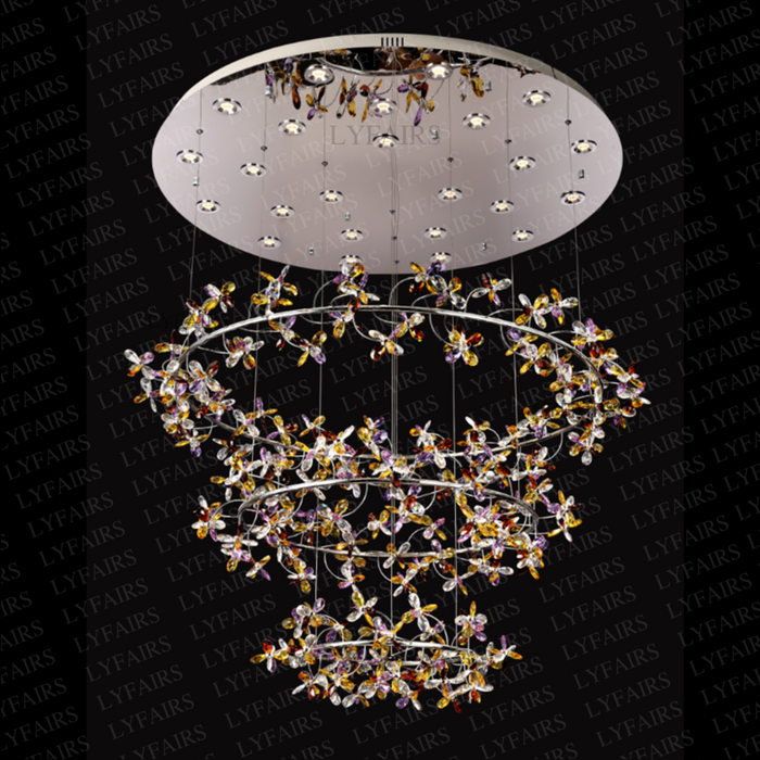 Modern Luxury 1/2/3-Tier Floral Crystal Ring Chandelier for Living Room/Staircase/Foyer