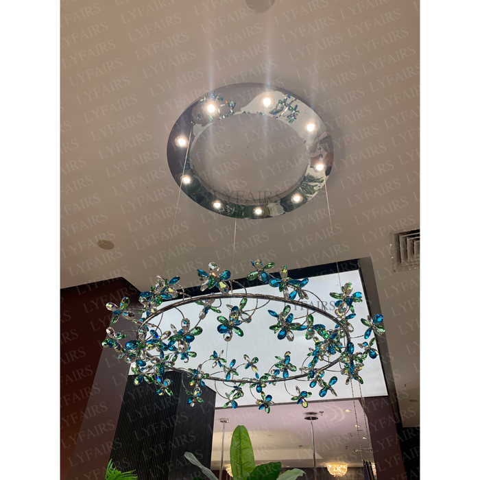 Modern Luxury 1/2/3-Tier Floral Crystal Ring Chandelier for Living Room/Staircase/Foyer