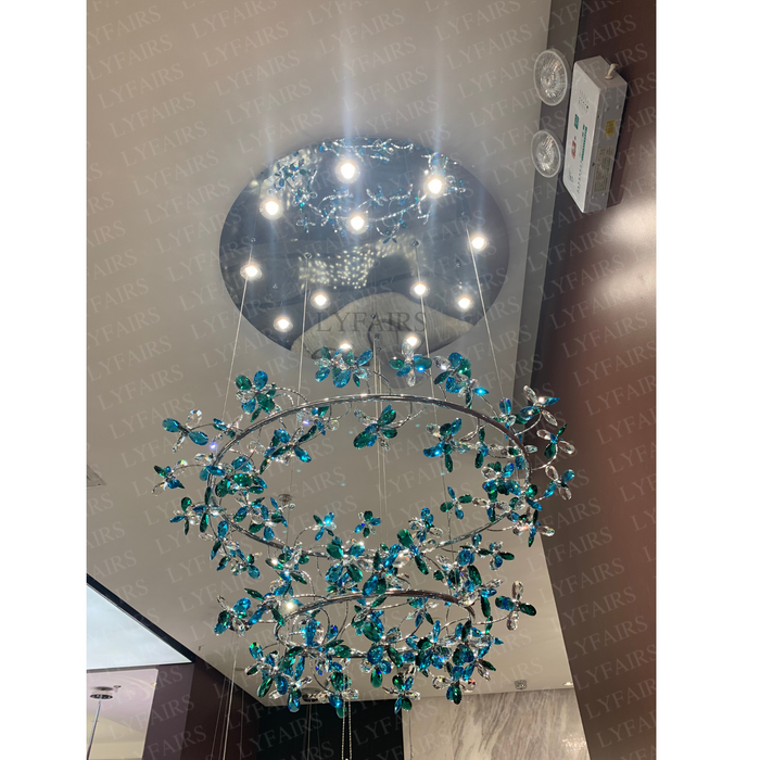 Modern Luxury 1/2/3-Tier Floral Crystal Ring Chandelier for Living Room/Staircase/Foyer