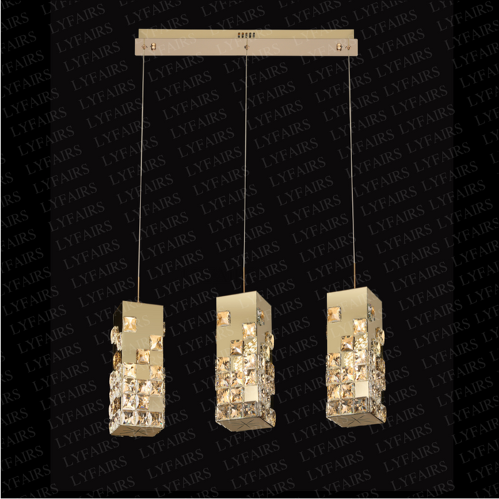 Modern Luxury 1/2/3/6-Ring Crystal Pixel Cube Chandelier Set for Staircase/Foyer/Living Room