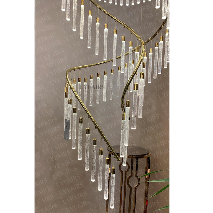 Luxury Spiral Bubble Crystal Stick Chandelier for Staircase/Foyer/High-ceiling