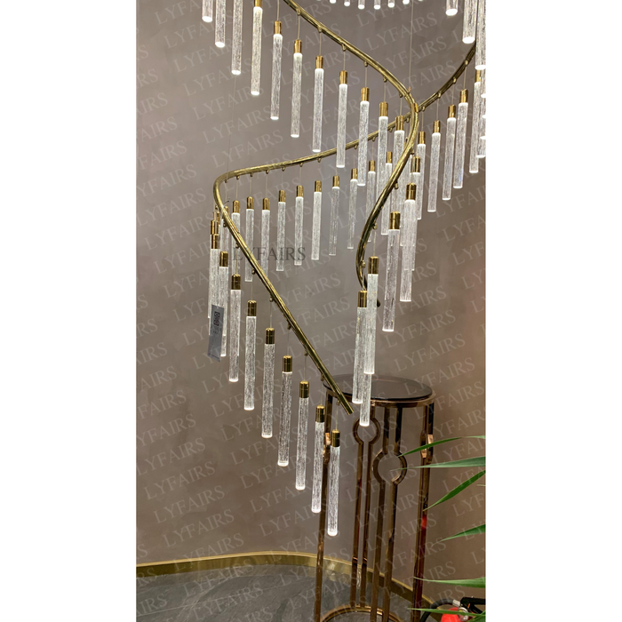 Luxury Spiral Bubble Crystal Stick Chandelier for Staircase/Foyer/High-ceiling