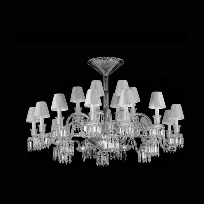 Elegant Crystal Chandelier Ceiling Light for Living Room Dining Room Fabric Lampshade