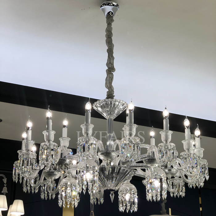 Elegant Crystal Chandelier Ceiling Light for Living Room Dining Room Fabric Lampshade