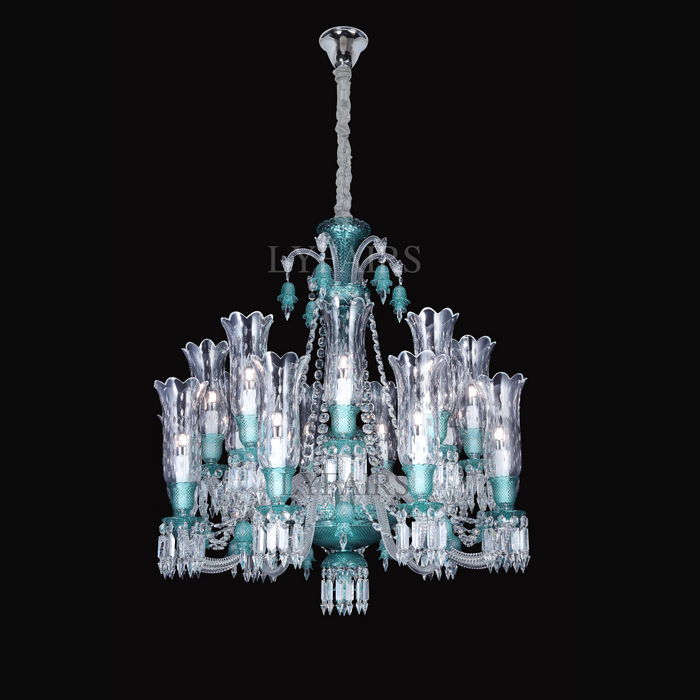 Luxury Classic Candle Lights Tiffany Green Crystal Chandelier