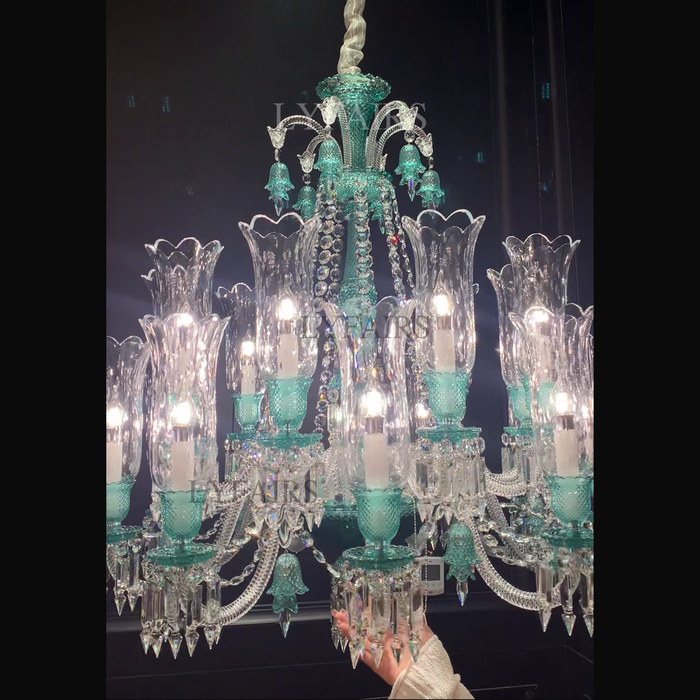 Luxury Classic Candle Lights Tiffany Green Crystal Chandelier