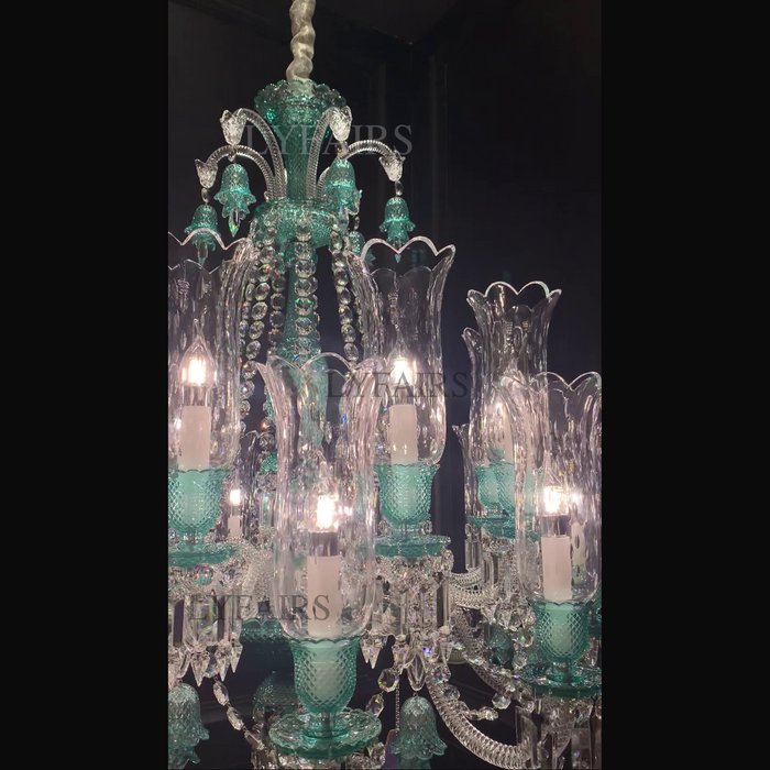 Luxury Classic Candle Lights Tiffany Green Crystal Chandelier