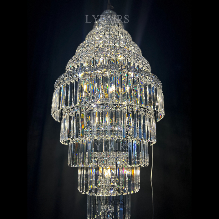 Chrome Extra Large Crystal Chandelier in Silver for Foyer/Staircase/Living Room/Entrance