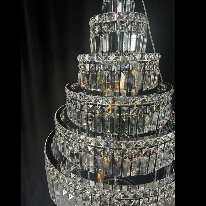 Chrome Extra Large Crystal Chandelier in Silver for Foyer/Staircase/Living Room/Entrance