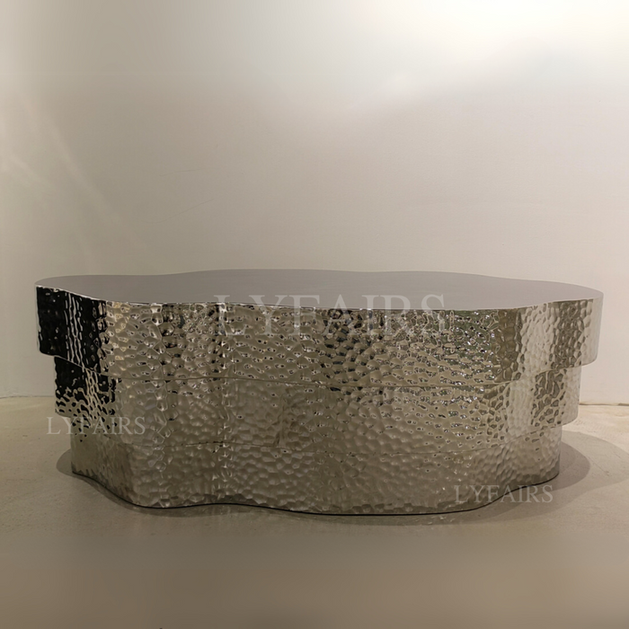 Modern Hand Hammered Stainless Steel Coffee Table