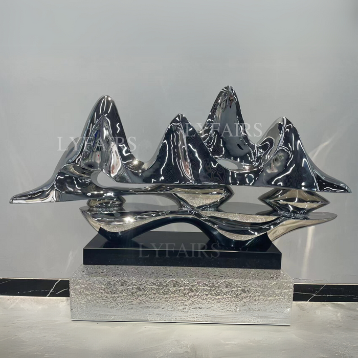 Modern Continuous Mountain Range Stainless Steel Sculpture