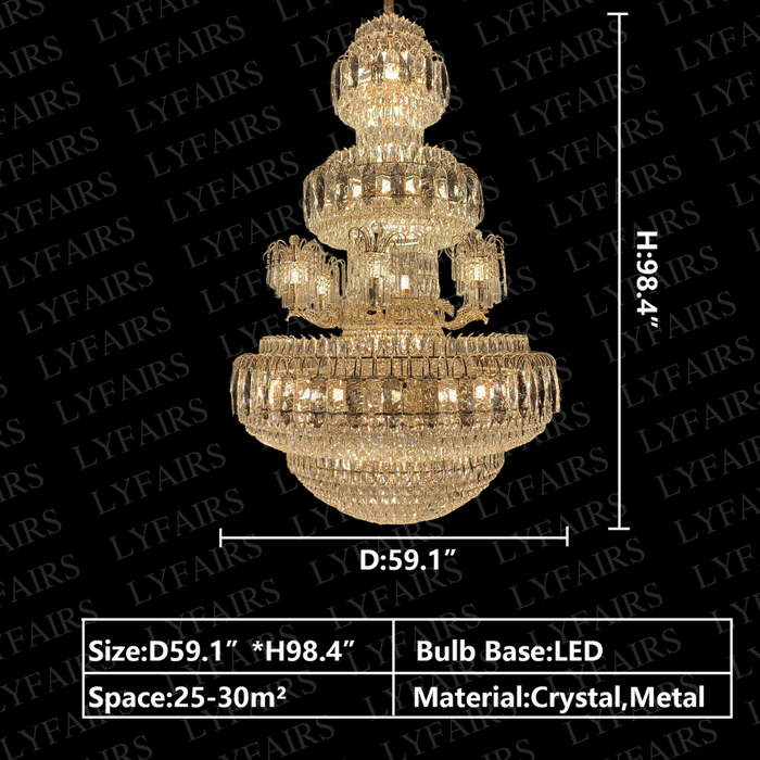 Candelabro de cristal de lujo de múltiples capas Extra grande, accesorio de iluminación decorativo de techo artístico moderno para pasillo/vestíbulo grande