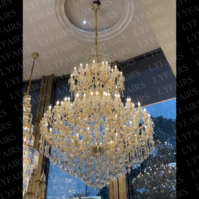 Extra Large Multi-layers Candle Chandelier in Chrome/Gold Finish Color