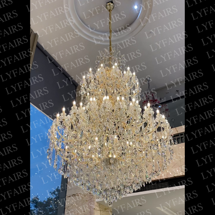 Extra Large Multi-layers Candle Chandelier in Chrome/Gold Finish Color