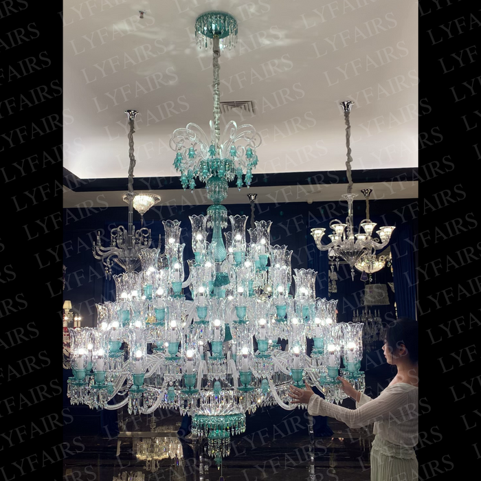 Luxury Classic Candle Light Tiffany Green Crystal Chandelier for Livng Room/Staircase/Foyer