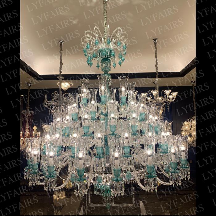 Luxury Classic Candle Light Tiffany Green Crystal Chandelier for Livng Room/Staircase/Foyer