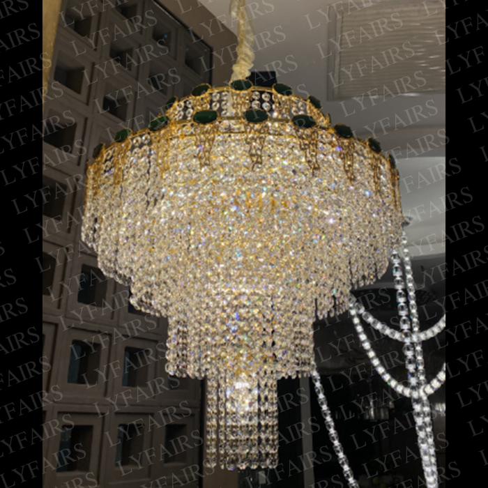 Luxury Multi-tier Jade Crystal Chandelier for Living Room/Staircase/Foyer