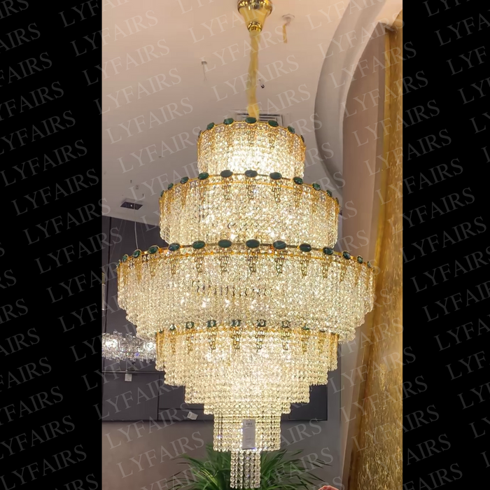 Luxury Multi-tier Jade Crystal Chandelier for Living Room/Staircase/Foyer